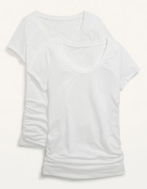 Maternity Scoop-Neck Side-Shirred T-Shirt 2-Pack white