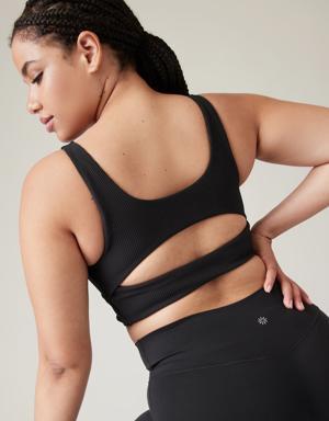 Athleta Rib Cut Out Longline Bra A&#45C black