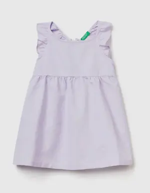 dress with linen blend with ruffles