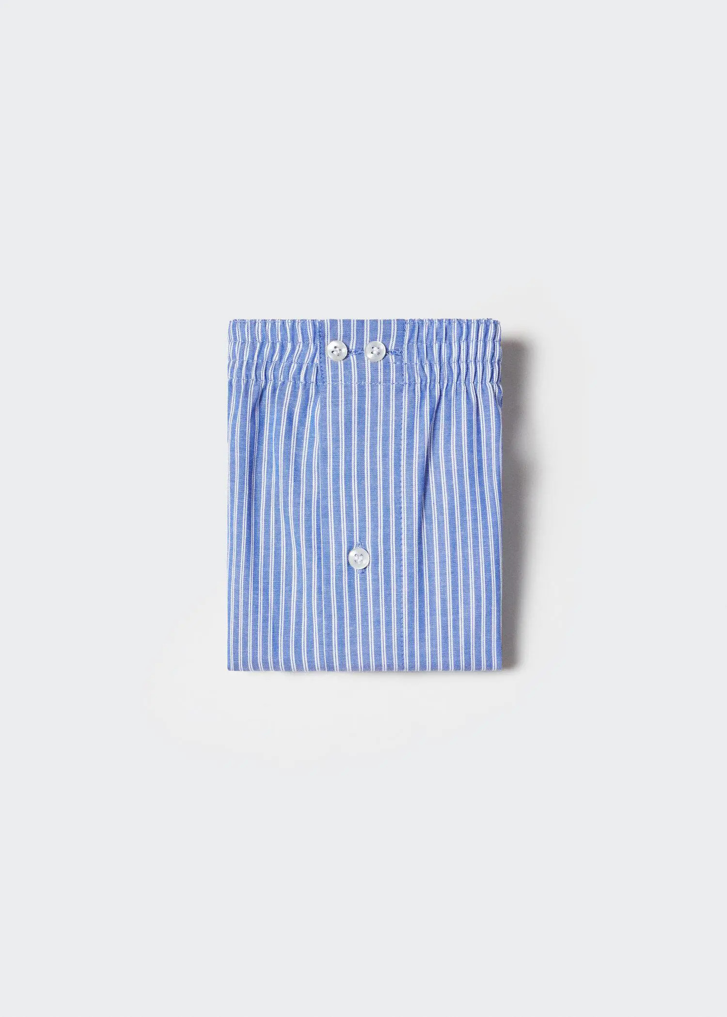 Mango 100% cotton striped briefs. a blue and white striped shirt on a white background. 