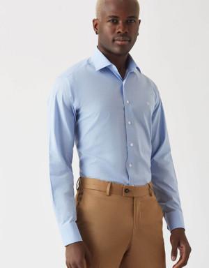 Erkek Regular Fit Uzun Kollu Klasik Gömlek MAVİ