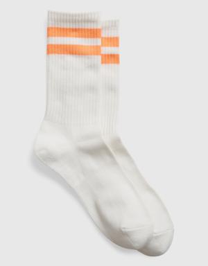 Gap Stripe Quarter Crew Socks orange