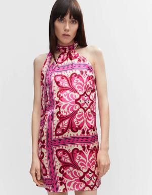 Printed halter gown
