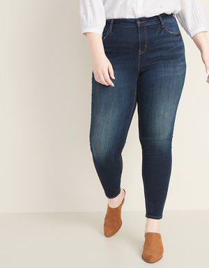 High-Waisted Rockstar Plus-Size Super Skinny Jeans blue