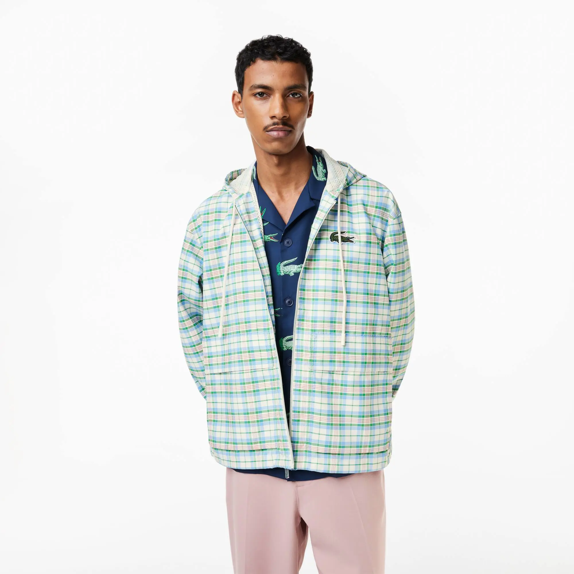 Lacoste Chaqueta de chándal de hombre Lacoste de cuadros con capucha. 1