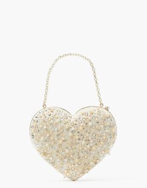 Bridal Embellished 3d Heart Clutch