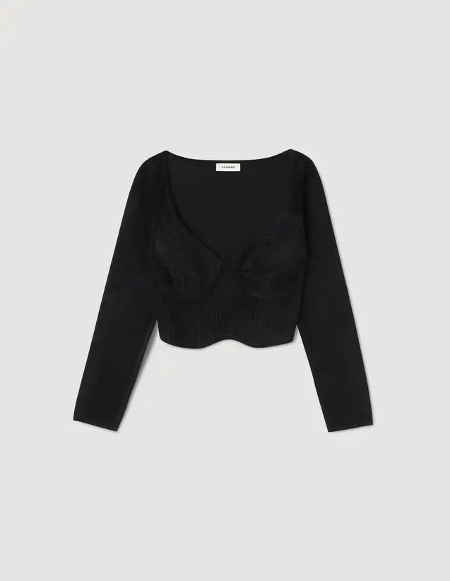 Sandro Short velvet knit sweater. 2