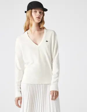 Lacoste Women’s V-neck Organic Cotton Sweater