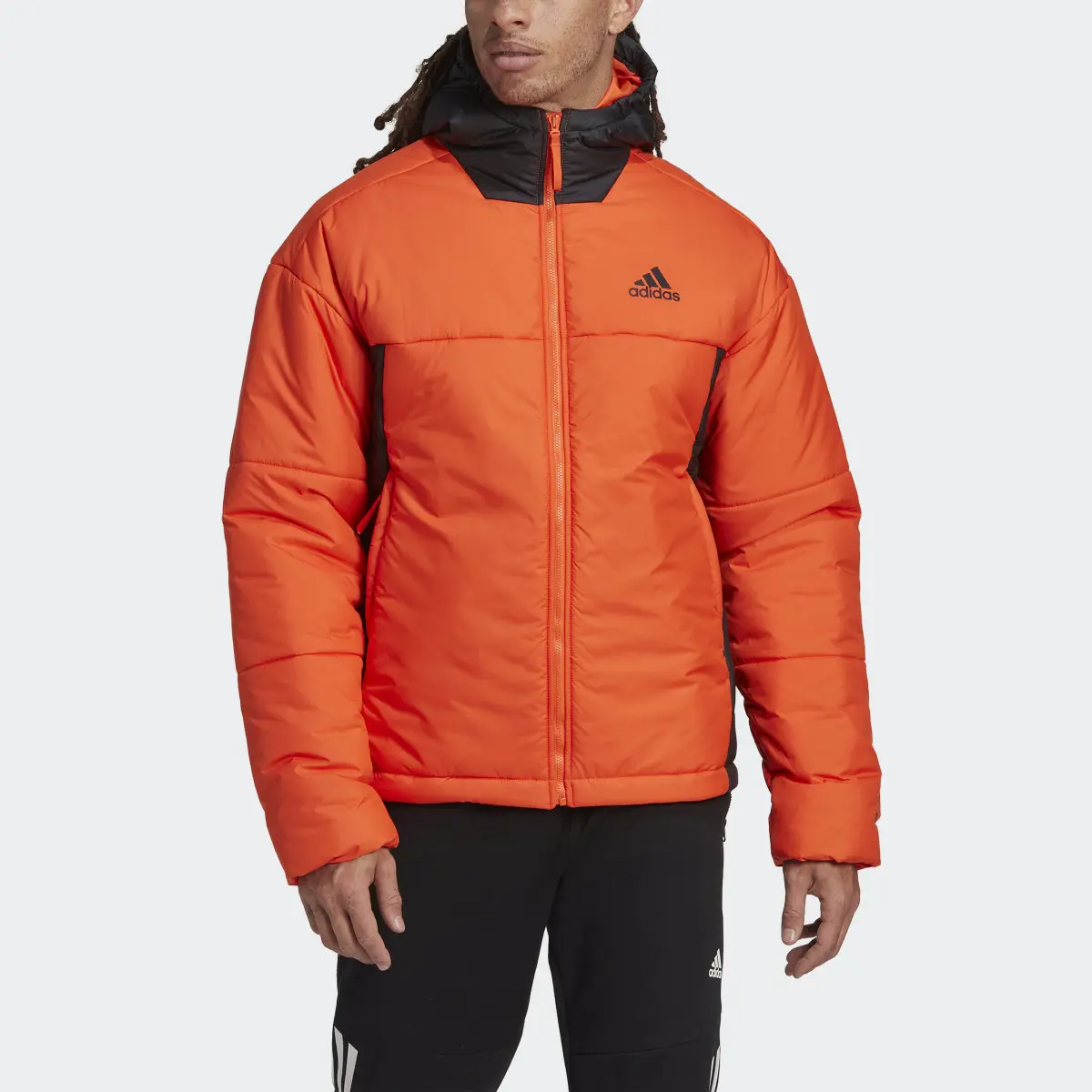 Adidas BSC 3-Stripes Puffy Hooded Jacket. 1