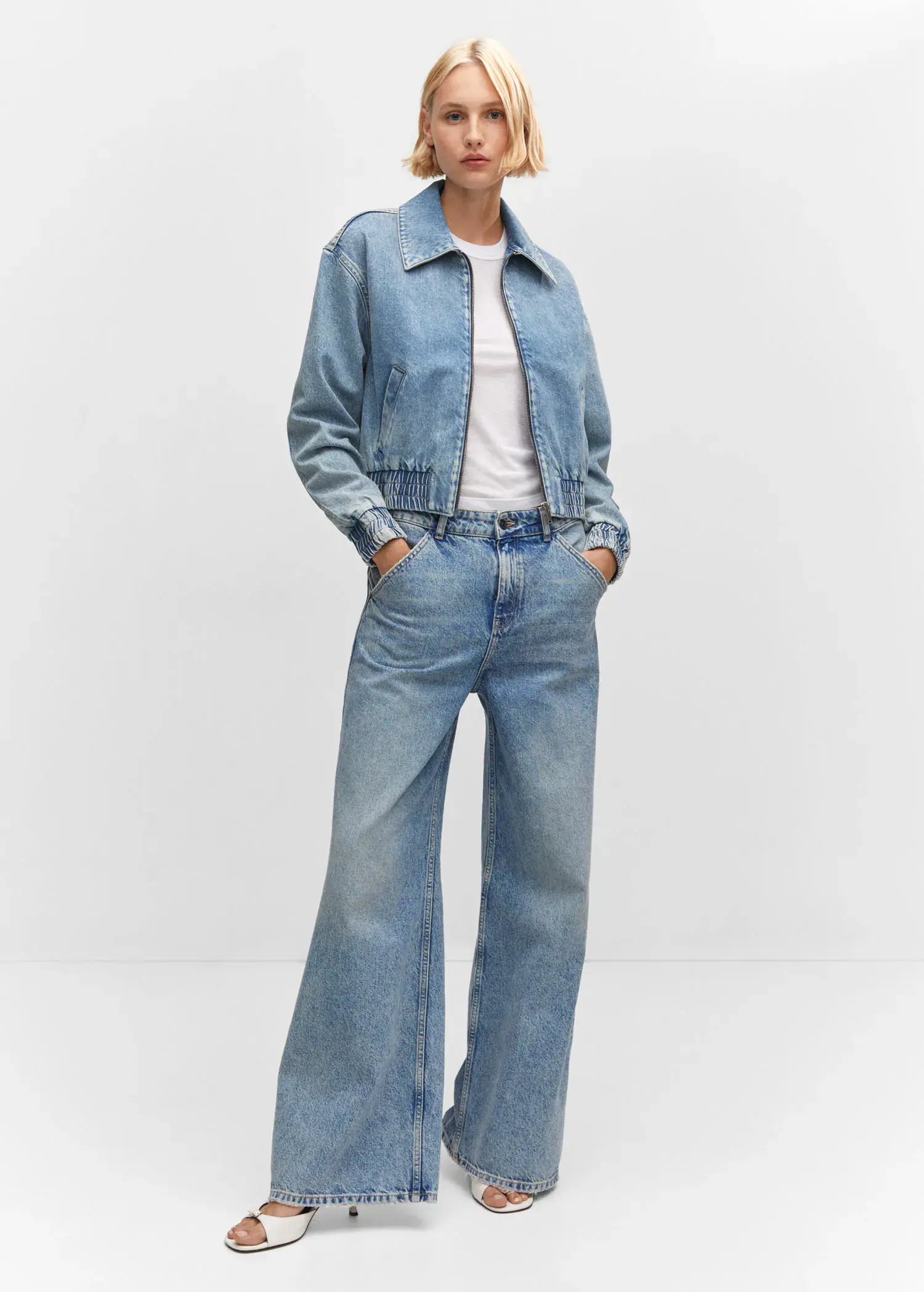 Mango Wideleg mid-rise jeans. 3