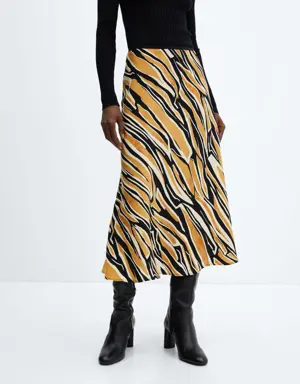 Printed satin skirt 