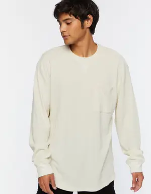 Forever 21 Waffle Knit Long Sleeve Tee Cream