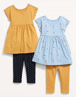 Short-Sleeve Dress & Leggings 4-Pack for Baby yellow
