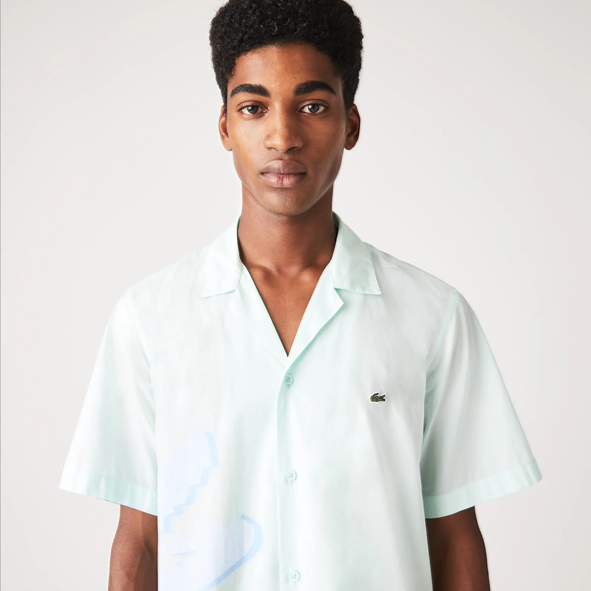 Lacoste Camisa para hombre en gasa de algodón con diseño de cocodrilo. 1