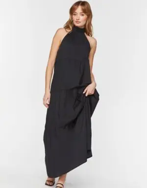 Forever 21 Tiered Halter Maxi Dress Black