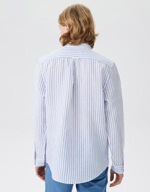Lacoste Erkek Regular Fit Düğmeli Yaka Çizgili Beyaz Gömlek. 3 Lacoste Erkek Regular Fit Düğmeli Yaka Çizgili Beyaz Gömlek. 3