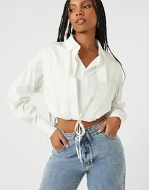 Forever 21 Tie Front Cropped Shirt White