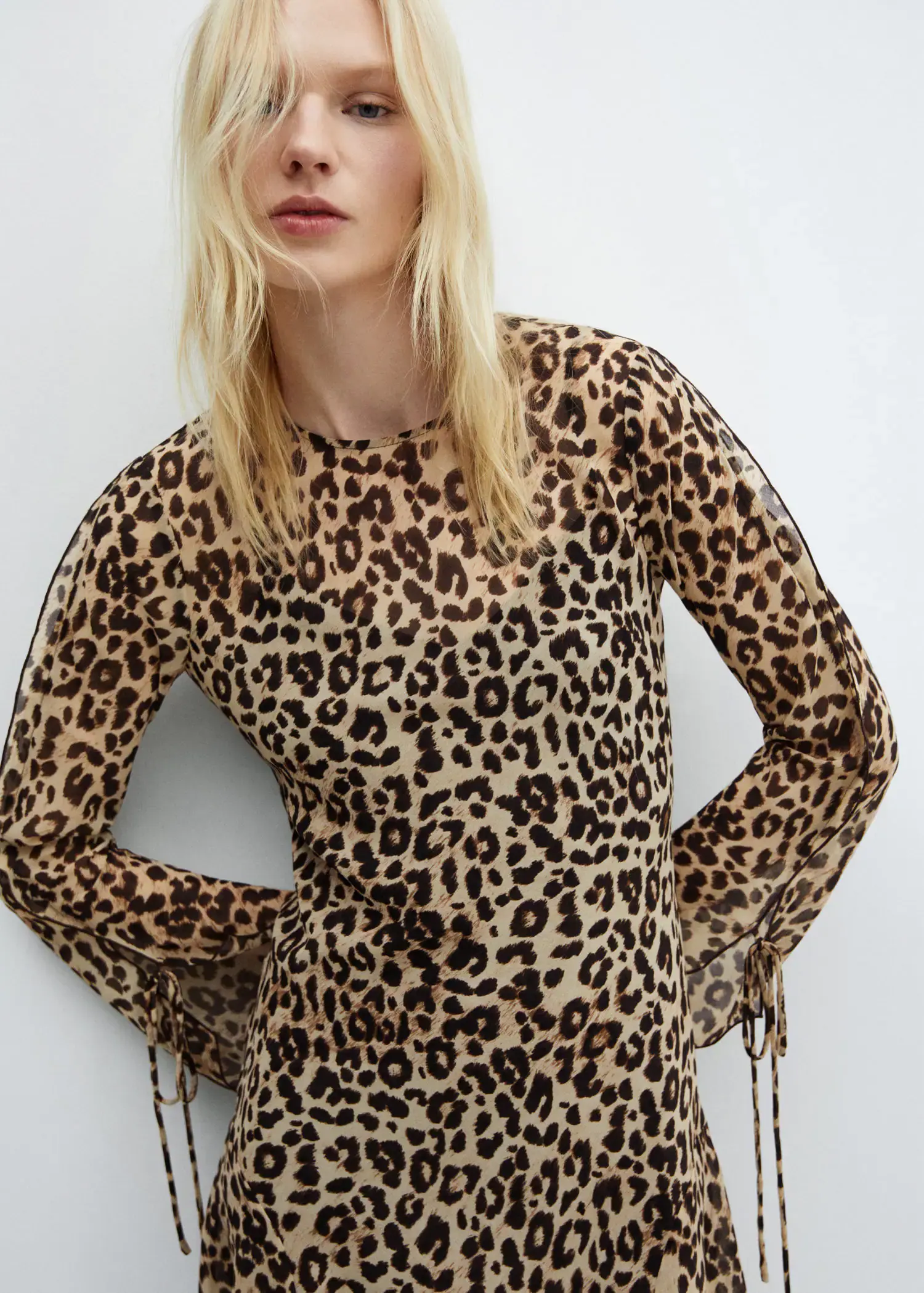 Mango Flared sleeve leopard dress. 1