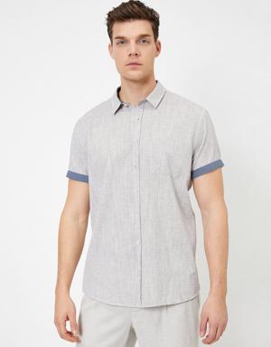 Koton Tek Cepli Pamuklu Kısa Kollu Slim Fit Gömlek. 3 Koton Tek Cepli Pamuklu Kısa Kollu Slim Fit Gömlek. 3