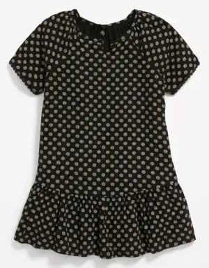 Short-Sleeve Double-Weave Swing Dress for Toddler Girls black