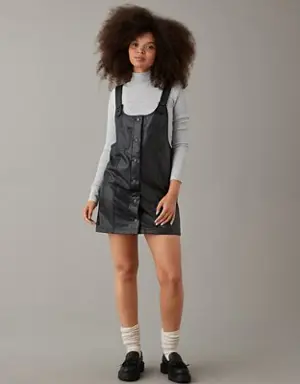 Vegan Leather Pinafore Dress