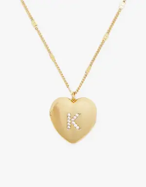 K Heart Letter Locket Necklace