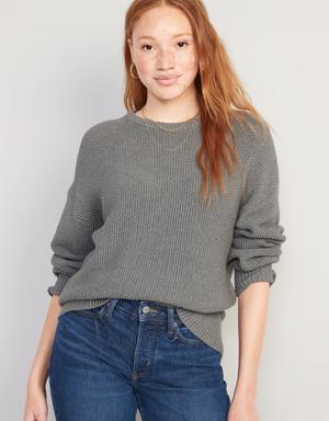 Textured-Knit Tunic Sweater for Women gray