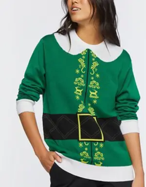 Forever 21 Elf Print Sweater Green/Multi