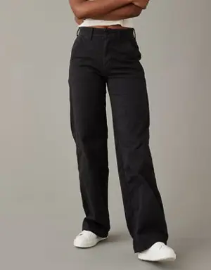 Stretch Twill Super High-Waisted Baggy Wide-Leg Pant