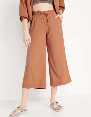 Extra High-Waisted StretchTech Cropped Wide-Leg Pants for Women brown