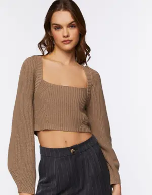 Forever 21 Rib Knit Cropped Sweater Taupe