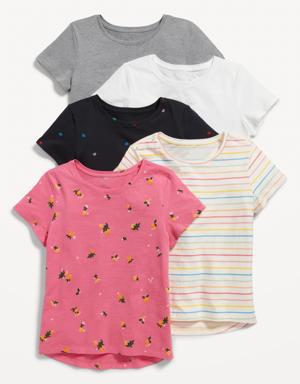 Softest Printed T-Shirt 5-Pack for Girls multi
