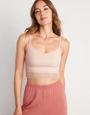 Old Navy Supima® Cotton-Blend Lace-Trim Cami Bra for Women pink