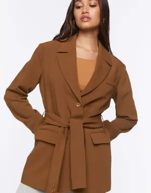 Forever 21 Belted Notched Blazer Almond