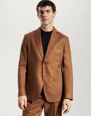 100% linen slim-fit suit blazer