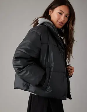 Vegan Leather Chill Puffer Jacket
