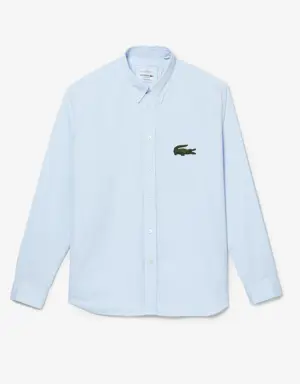 Camisa relaxed fit de algodão com crocodilo grande unissexo