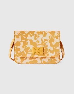 mustard yellow be bag with horse print