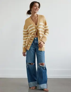 Oversized Button-Front Long-Length Cardigan