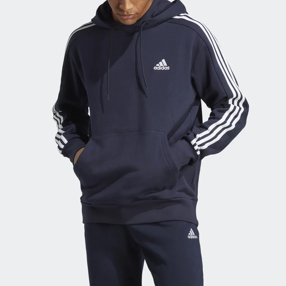 Adidas Essentials French Terry 3-Stripes Hoodie. 1