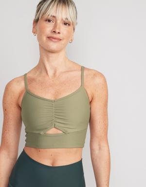 Light Support PowerSoft Ruched Sports Bra for Women green