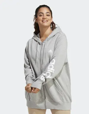 Essentials Linear Full-Zip French Terry Hoodie (Plus Size)