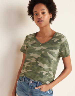 EveryWear Printed V-Neck T-Shirt for Women green