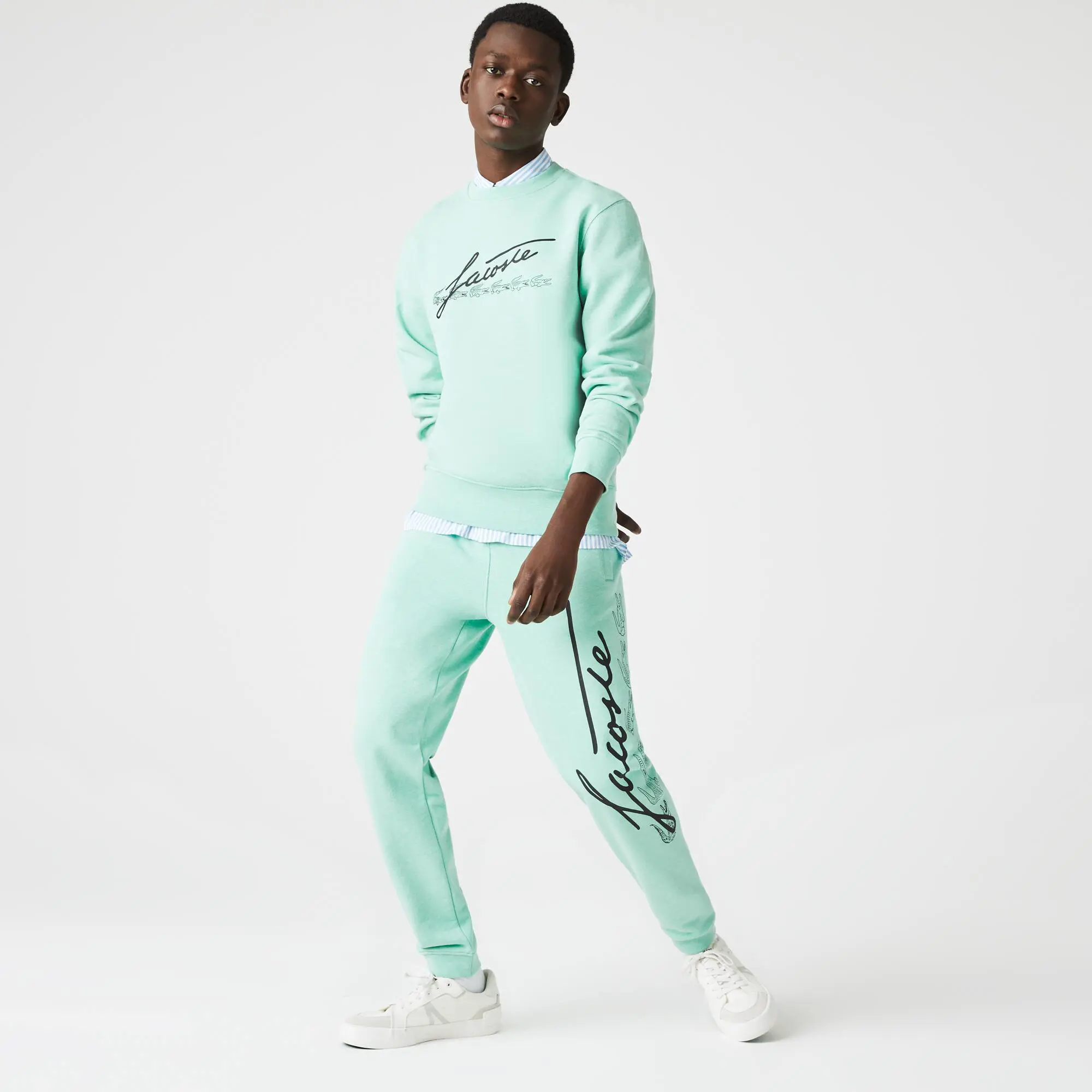 Lacoste Joggers para hombre en felpa de algodón con estampado de cocodrilo. 1