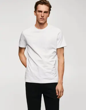 Mango T-shirt básica de algodão stretch