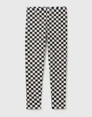 checkered leggings in stretch cotton