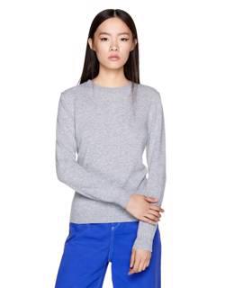 Light gray crew neck sweater in Merino wool