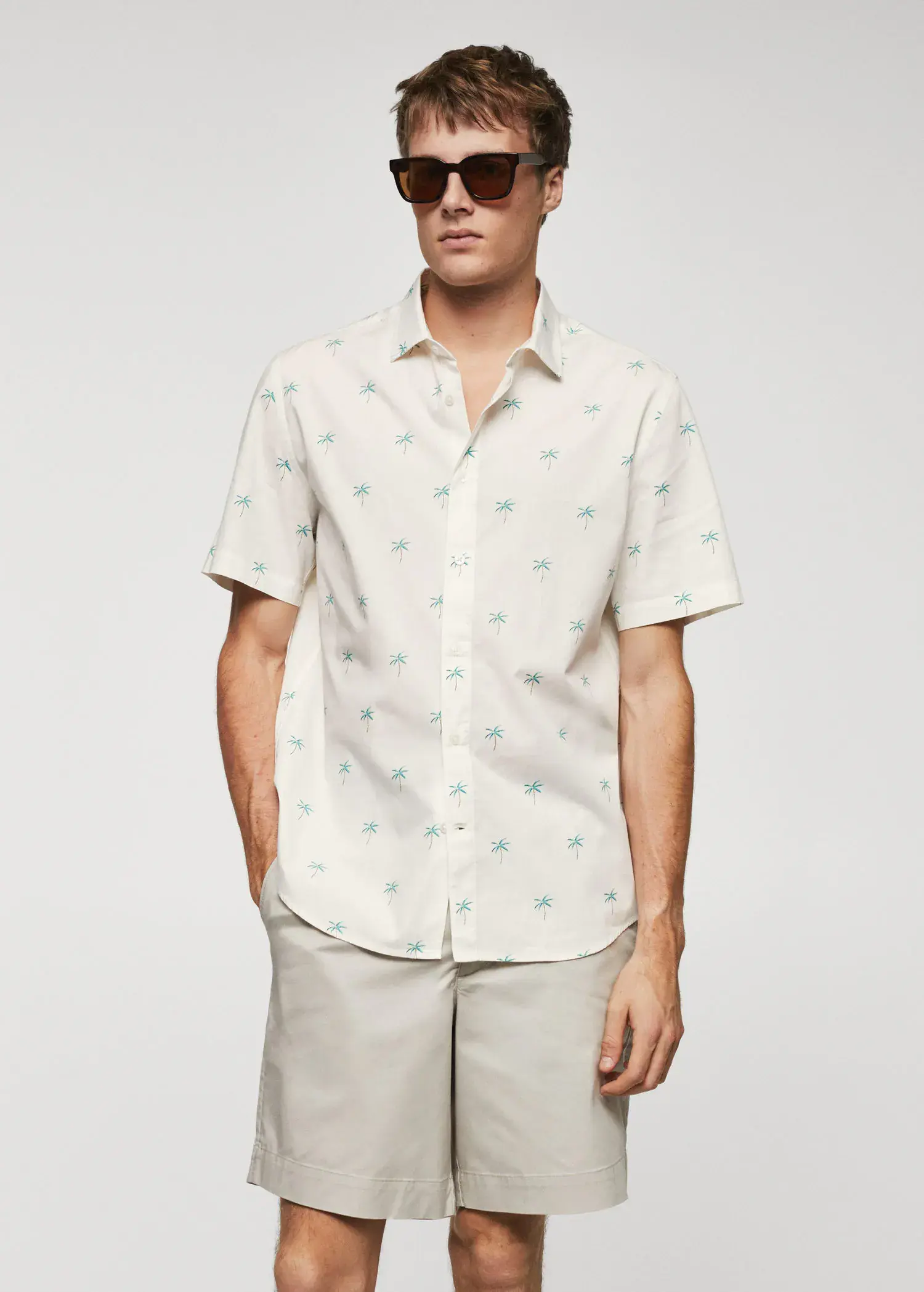 Mango Palm print cotton shirt. 1