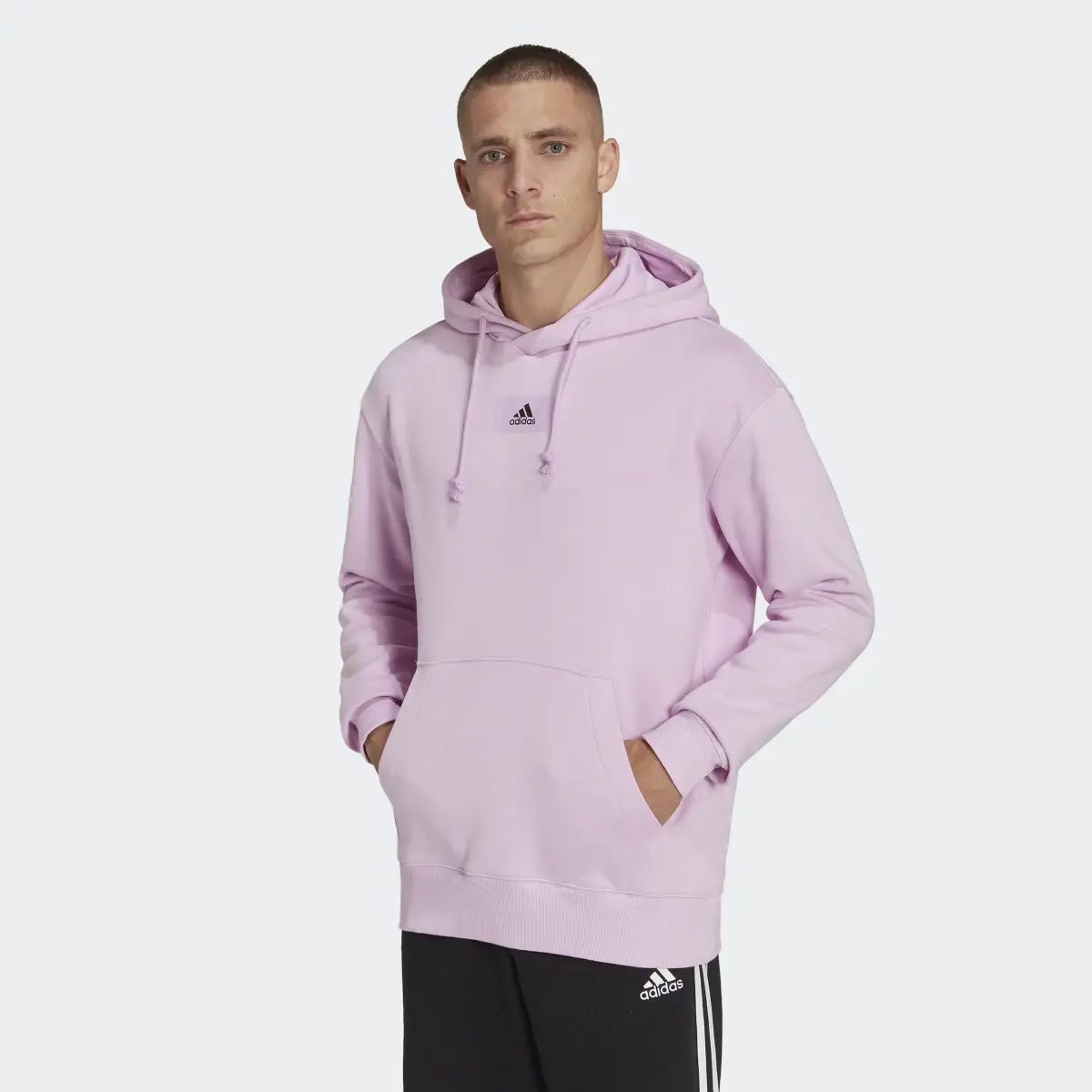 Adidas Essentials FeelVivid Cotton Fleece Drop Shoulder Hoodie. 2