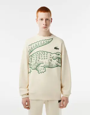 Lacoste Men’s Lacoste Round Neck Loose Fit Croc Print Jogger Sweatshirt